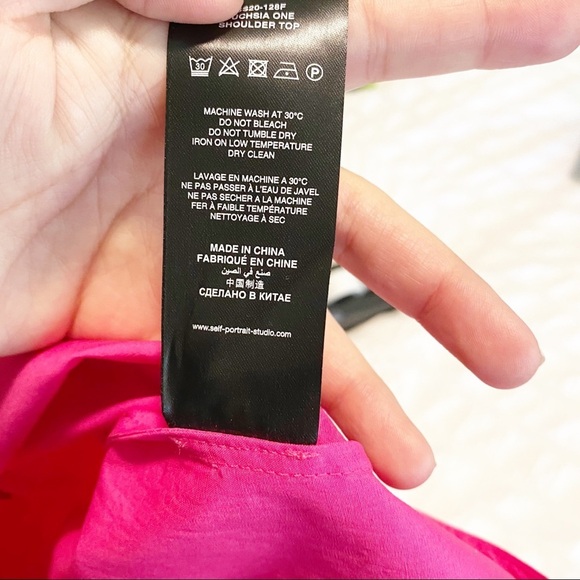 SELF-PORTRAIT One Shoulder Top Fuchsia - Picture 12 of 13